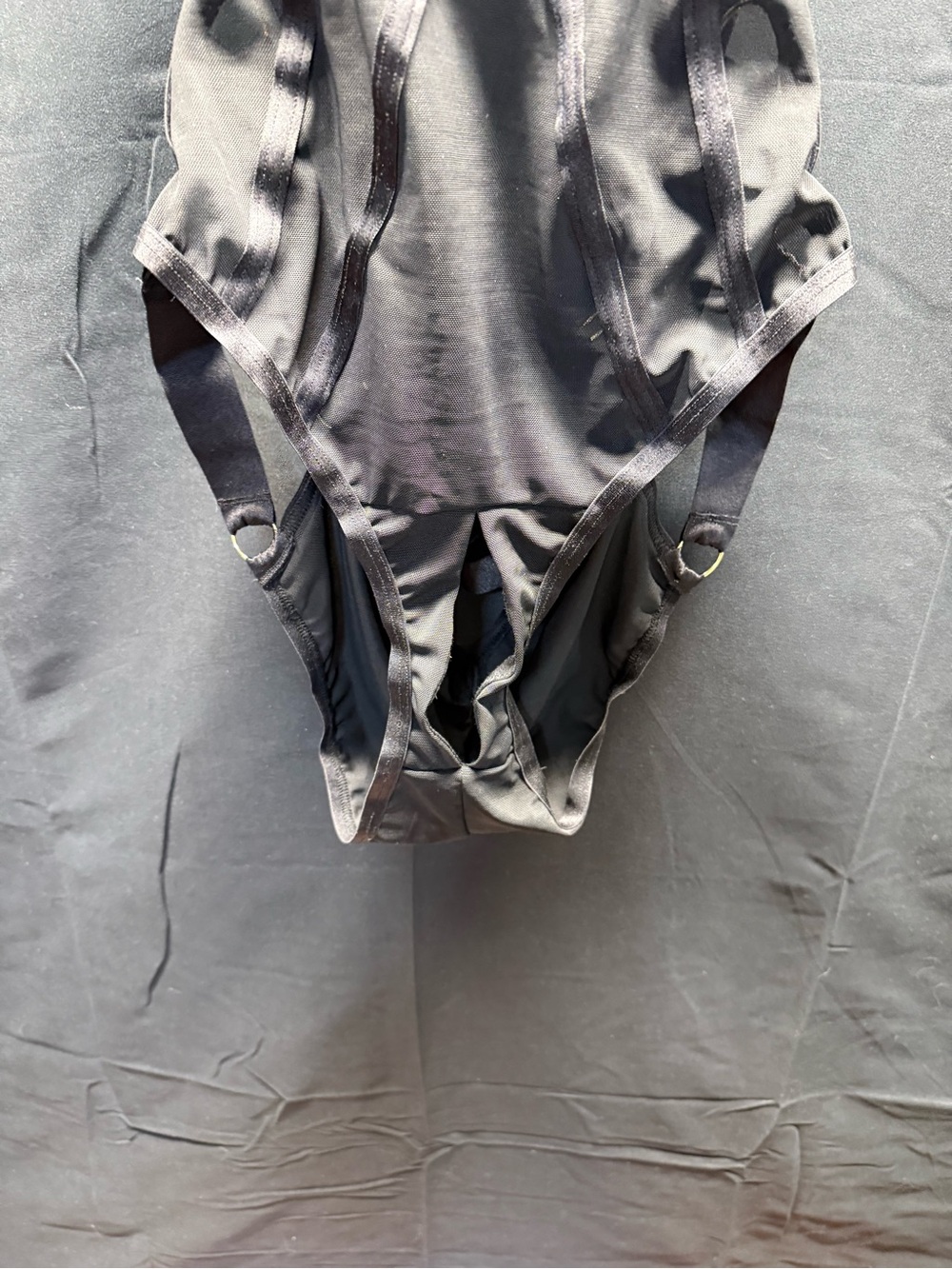 Torrid Black Satin Strappy Cutout Bodysuit with Ribbon Details Sz O (8ai) - Picture 4 of 8